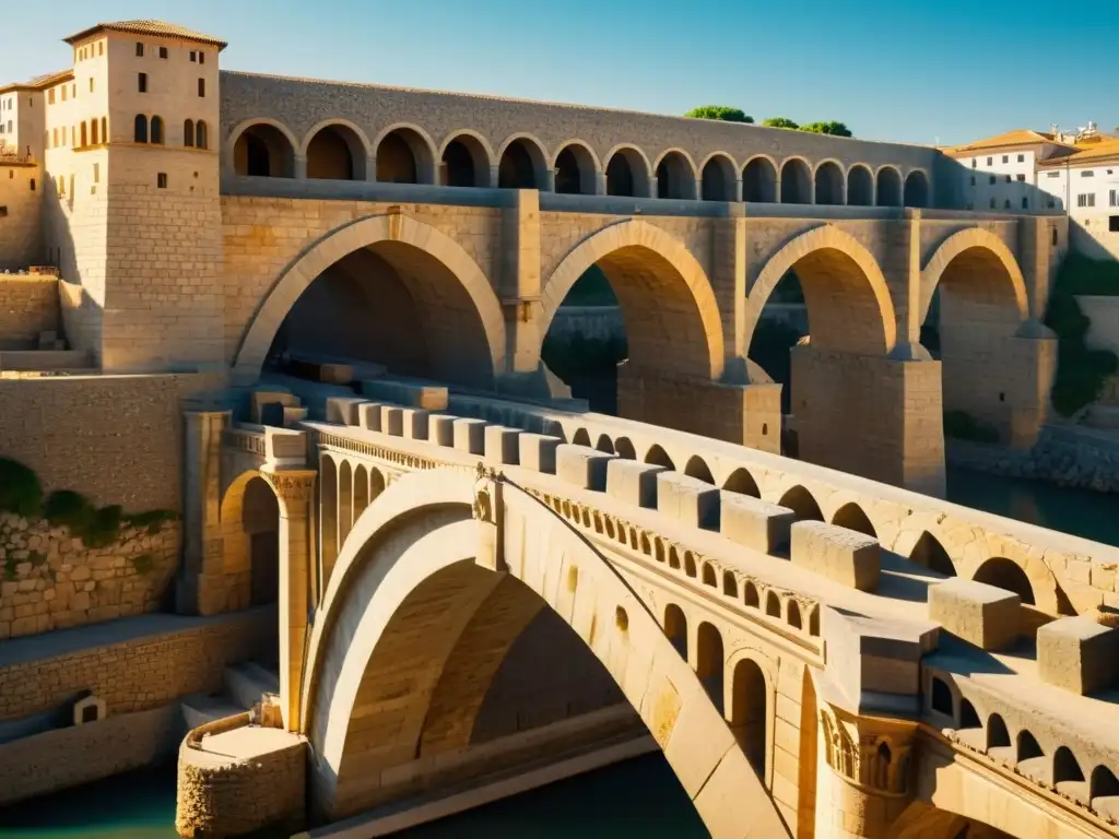 Los hábiles canteros esculpen y colocan bloques de piedra en la construcción medieval del Puente del Espíritu Santo, resaltando su importancia histórica