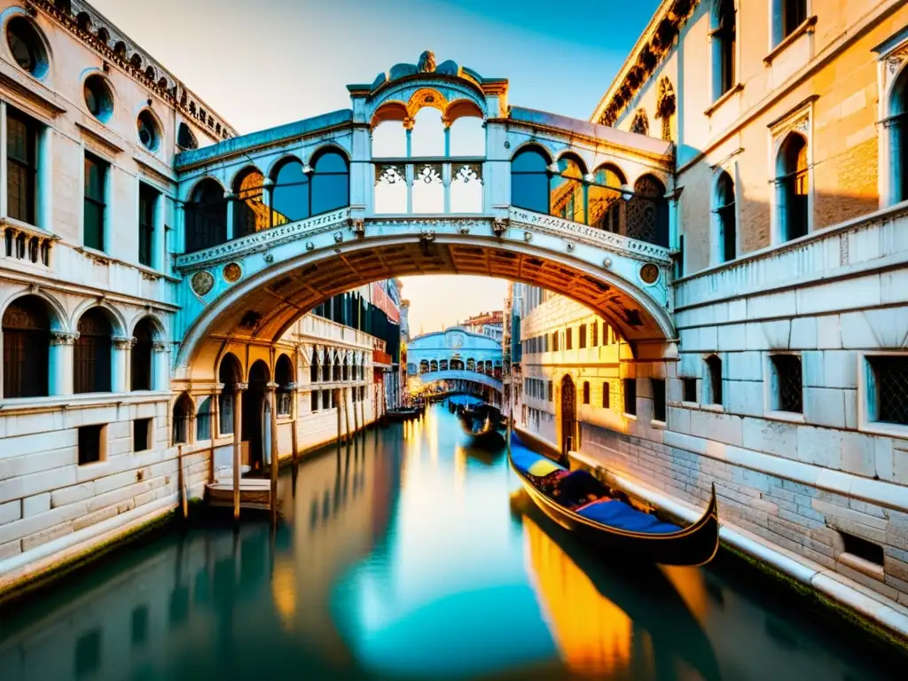 Hermoso atardecer en el Puente de los Suspiros en Venecia, mostrando la historia y encanto de la ciudad