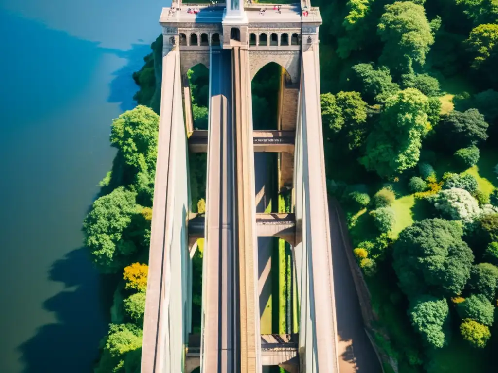 Representación 3D del icónico Puente Colgante de Clifton, mostrando su elegante estructura frente a la modernidad de la ciudad