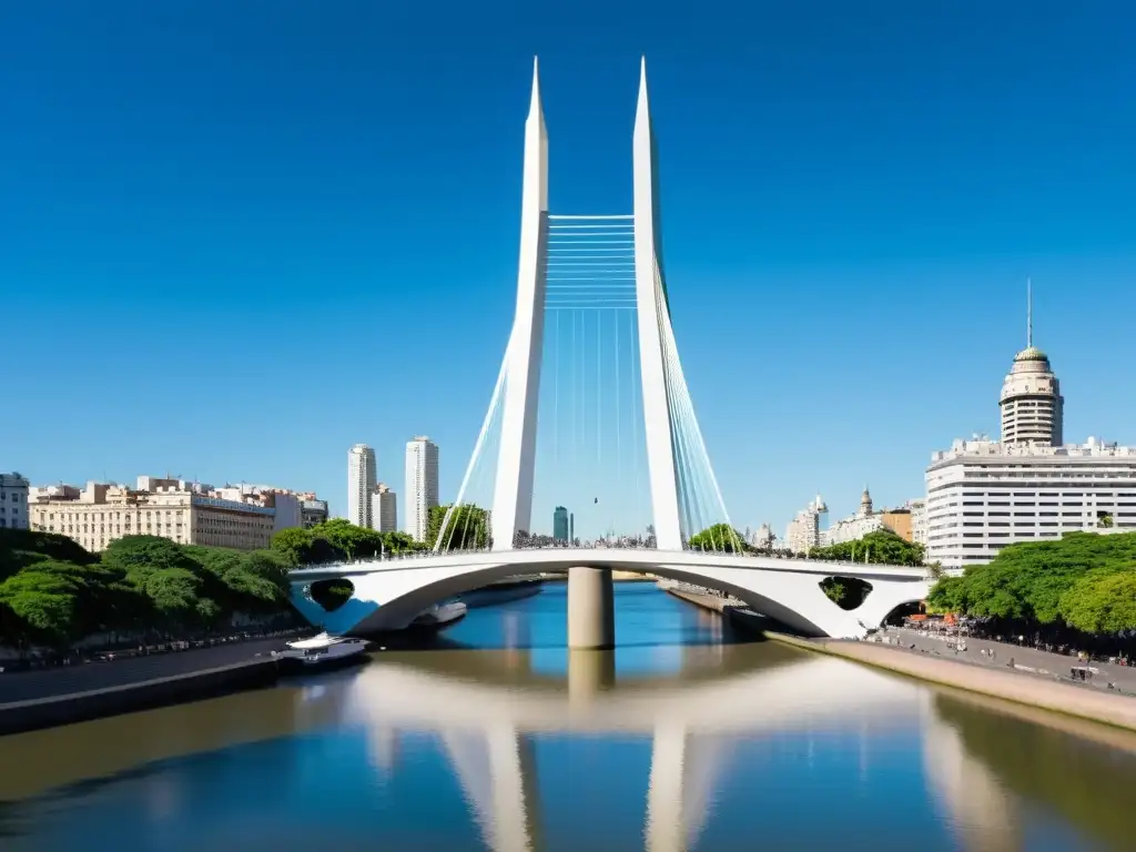 Un icónico puente diseñado por artistas en Buenos Aires, fusionando arte y ingeniería en su moderno diseño