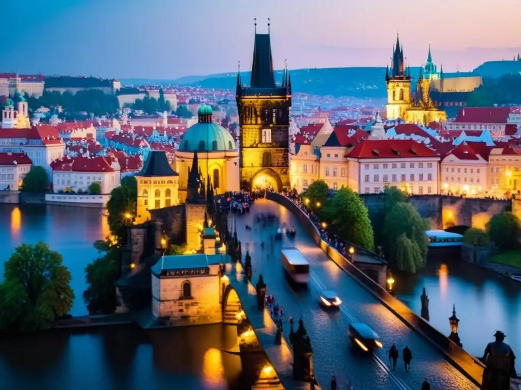 El icónico Puente de Carlos en Praga combina estilos góticos con la modernidad de la ciudad