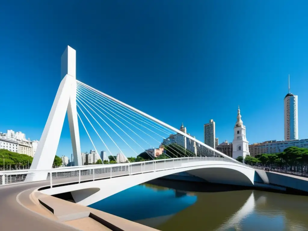 El icónico Puente de la Mujer en Buenos Aires, Argentina, refleja modernidad y tradición