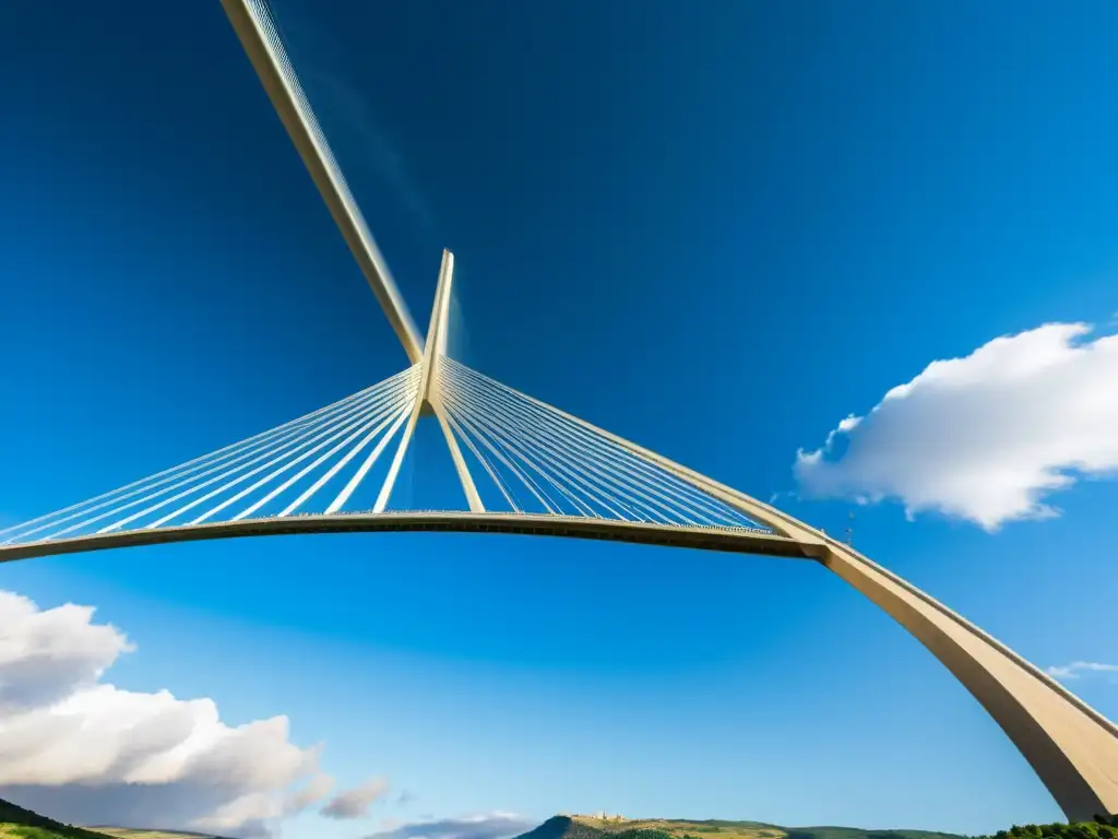 El icónico Viaducto de Millau se alza majestuoso en una vista impresionante que destaca su diseño estructural