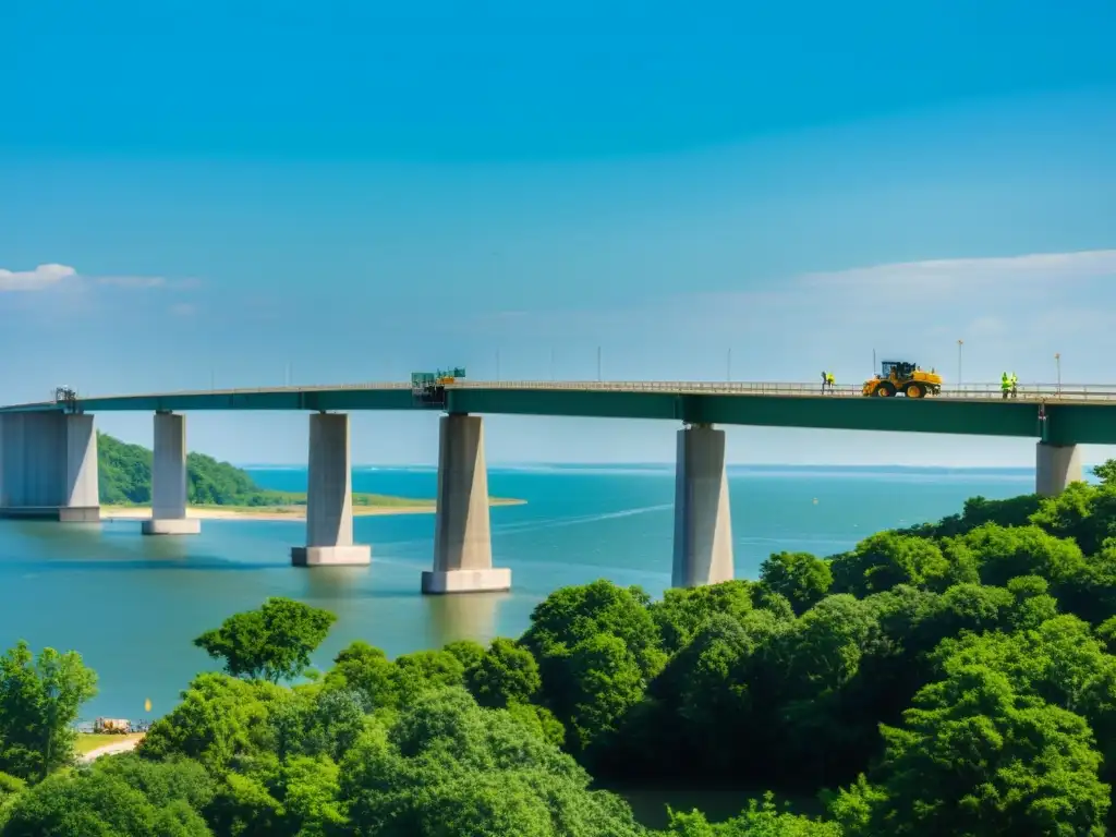 Imagen de la construcción del Puente de la Bahía de Chesapeake con prácticas sostenibles y en armonía con la naturaleza