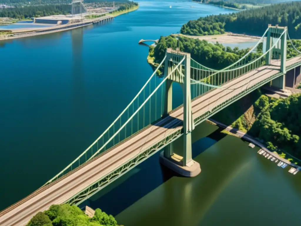 Imagen detallada en 8k del colapso del puente Tacoma Narrows, mostrando su estructura y legado ingeniería