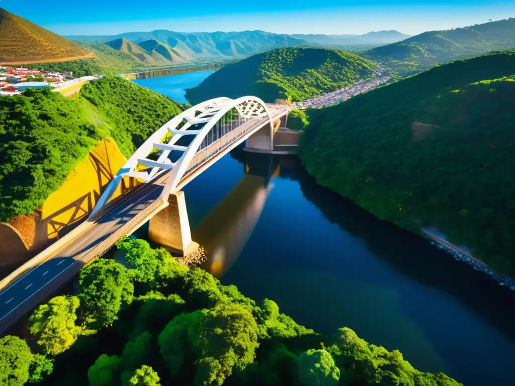 Imagen detallada del Puente Cuscatlán en El Salvador, resaltando su belleza arquitectónica, historia y entorno natural