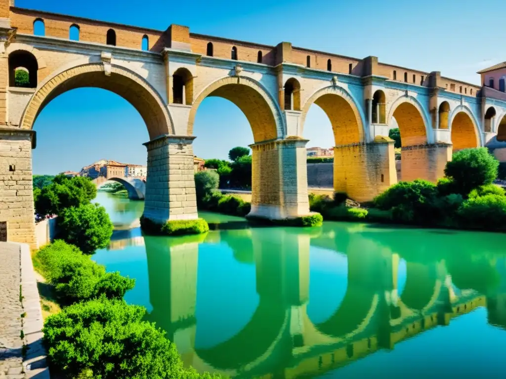 Imagen documental del antiguo Puente de Tiberio en Rimini, Italia, resaltando su historia y legado en la ciudad