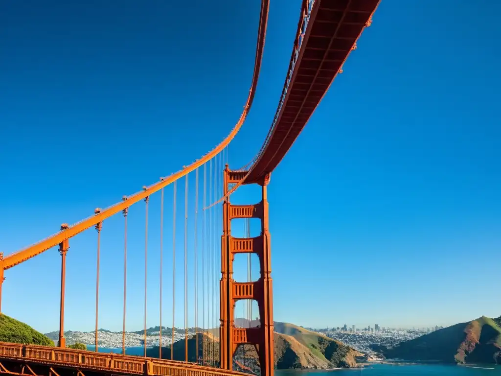 Imagen documental del icónico puente Golden Gate en San Francisco, resaltando su majestuosidad y arquitectura cultural