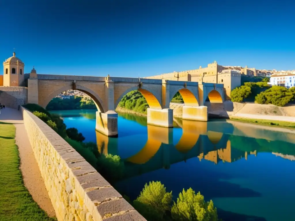 Imagen documental del icónico Puente de Alcántara, resaltando su grandiosa arquitectura e historia cultural