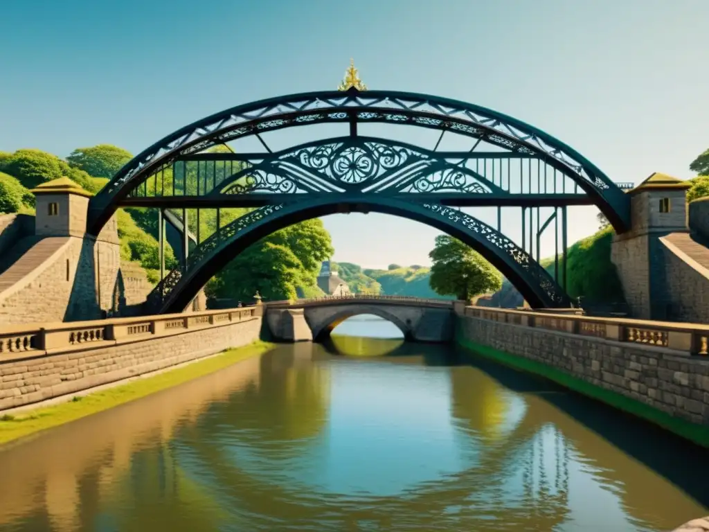 Imagen documental de un puente histórico con elementos de Realidad Aumentada, fusionando arquitectura tradicional y tecnología moderna