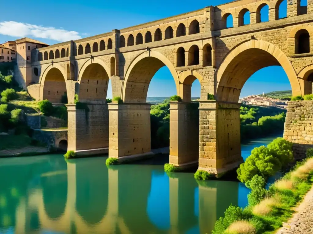 Una imagen documental en alta resolución del antiguo Puente de Alcántara, destacando sus arcos de piedra y su significado histórico