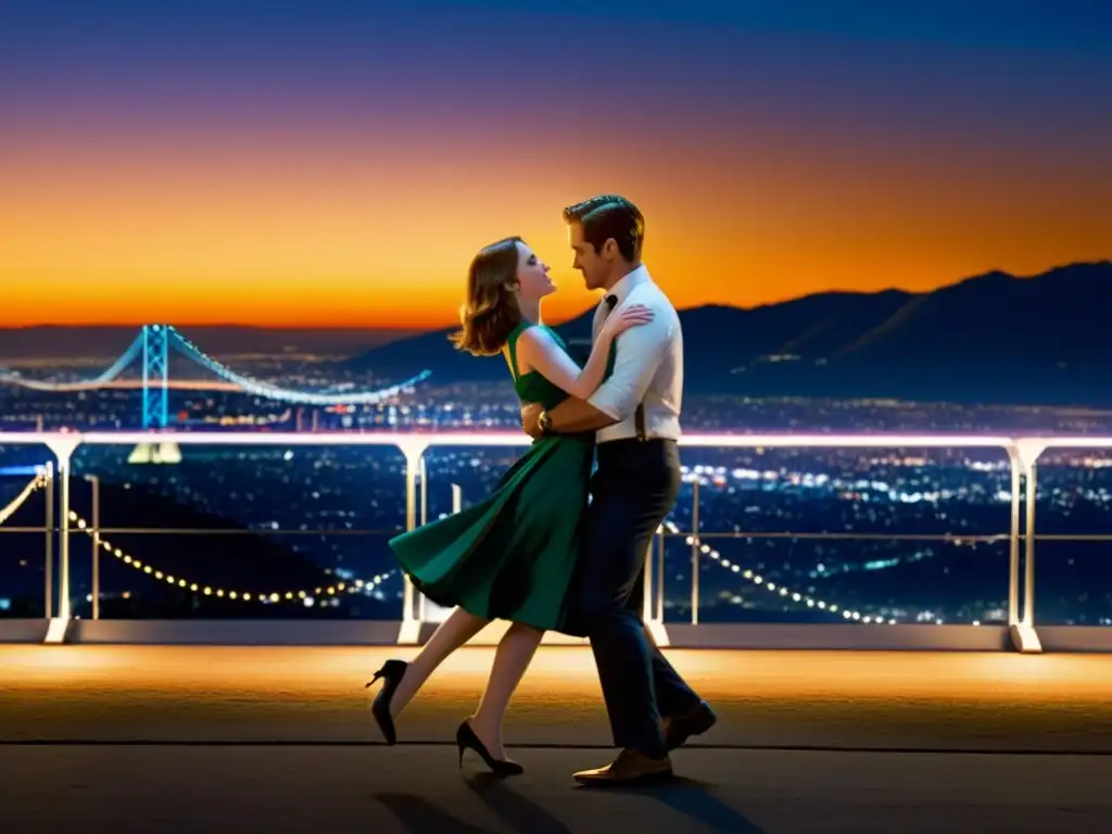 Imagen icónica de escena de baile en puente, evocando la magia del cine y la ingeniería en 'La La Land