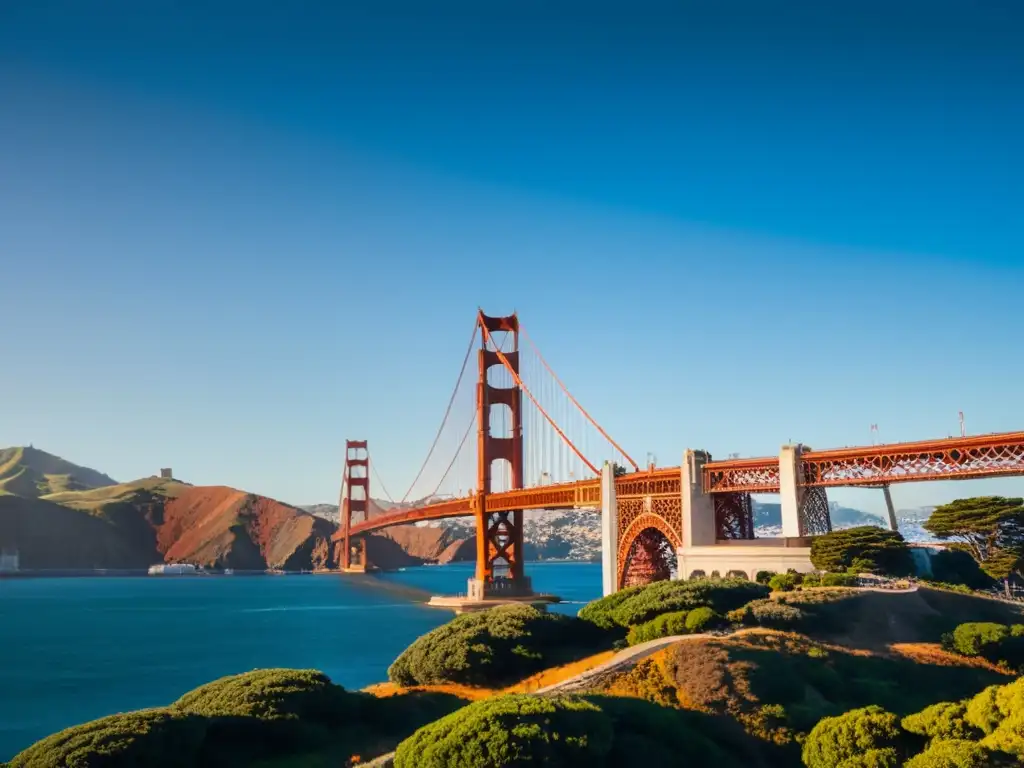 Imagen impactante del icónico puente Golden Gate en San Francisco, resaltando su arquitectura y su impacto cultural en la sociedad