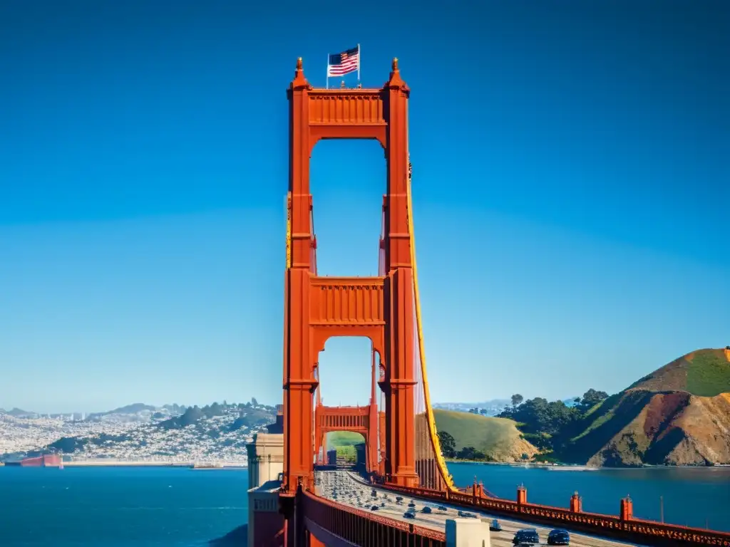 Imagen impactante del icónico Puente Golden Gate en San Francisco, resaltando su color naranja y diseño grandioso