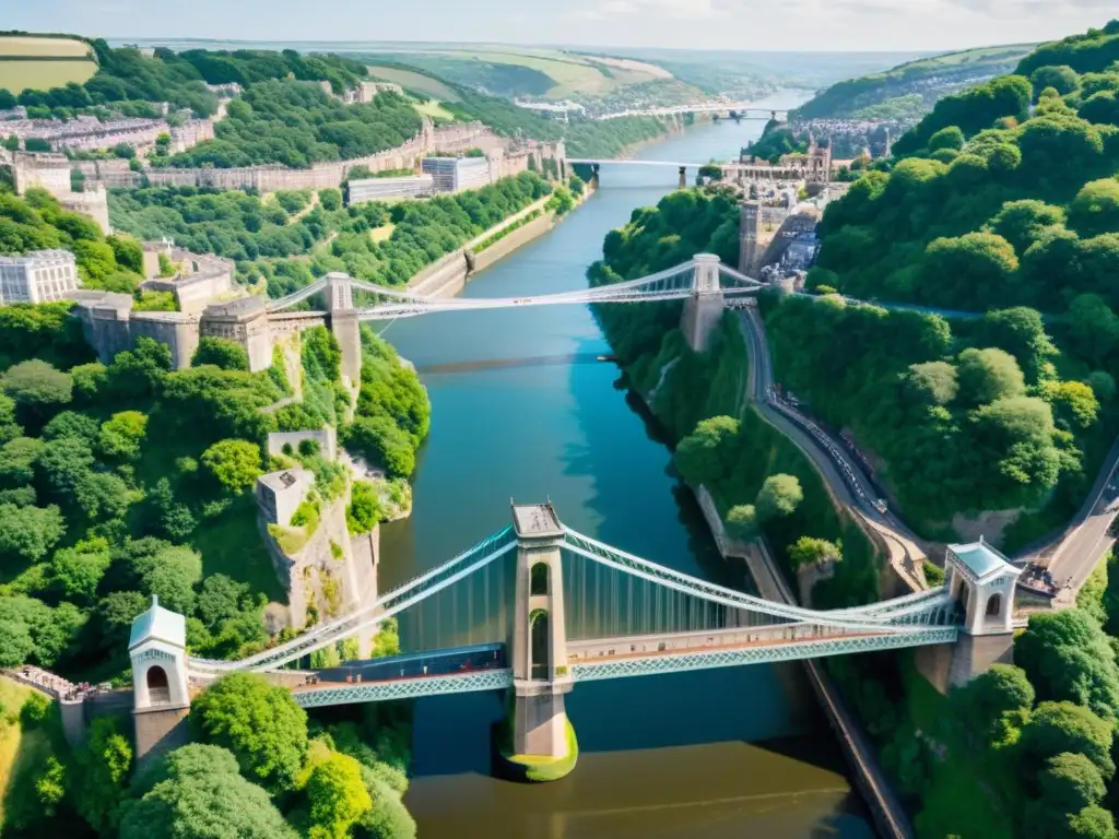 Imagen impactante del icónico Puente de Clifton en Bristol, con su intrincada estructura de acero y el dramático telón de fondo de la Garganta de Avon