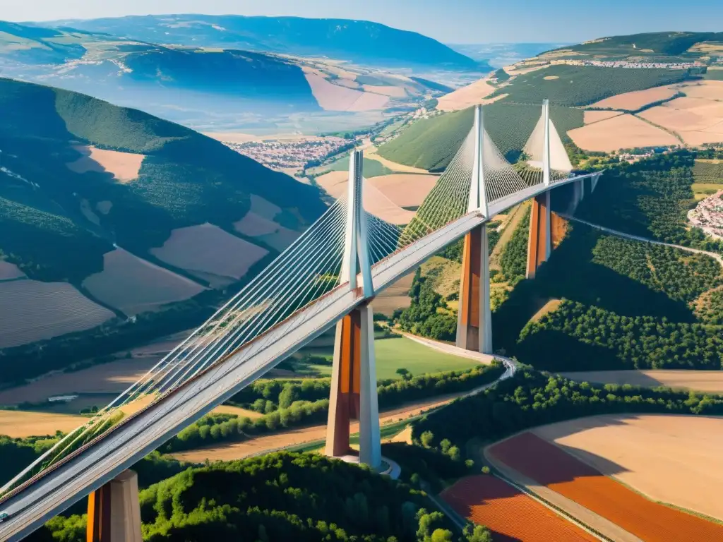 Imagen impactante del icónico Viaducto de Millau en Francia, destacando el acero CORTEN en puentes icónicos