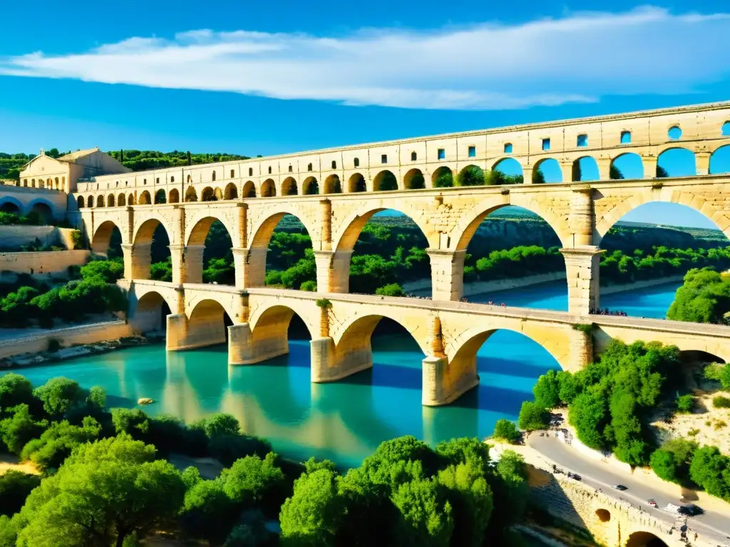 Imagen impactante del Pont du Gard, un imponente puente acueducto romano en Francia