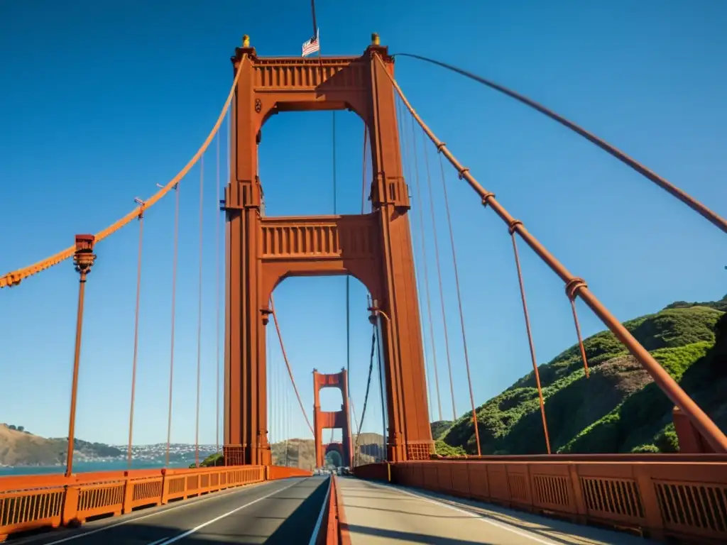 Imagen impactante del Puente Golden Gate en San Francisco, resaltando su ingeniería y majestuosidad en su entorno natural