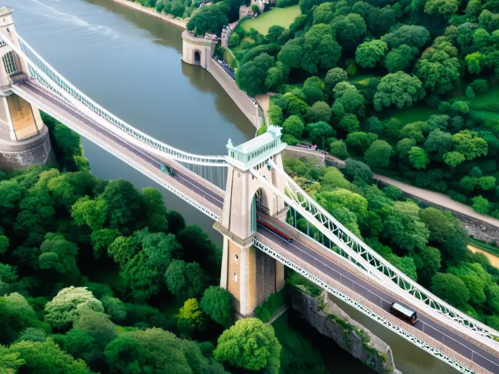 Imagen impactante del Puente de Clifton en Bristol, resaltando su arquitectura victoriana y su entorno natural en la Garganta de Avon