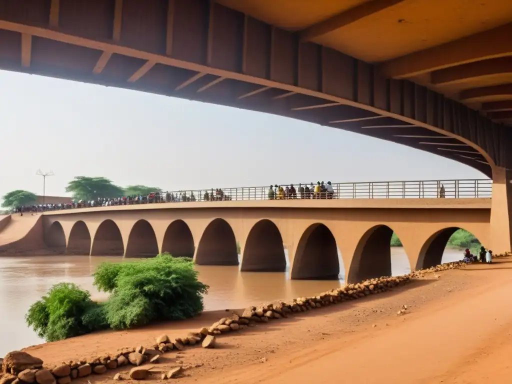 El Puente de Ouaga 2000: Conexión y Belleza en Burkina Faso Imagen impactante del Puente de Ouaga 2000 en Burkina Faso, resaltando su arquitectura y el bullicio de la vida local
