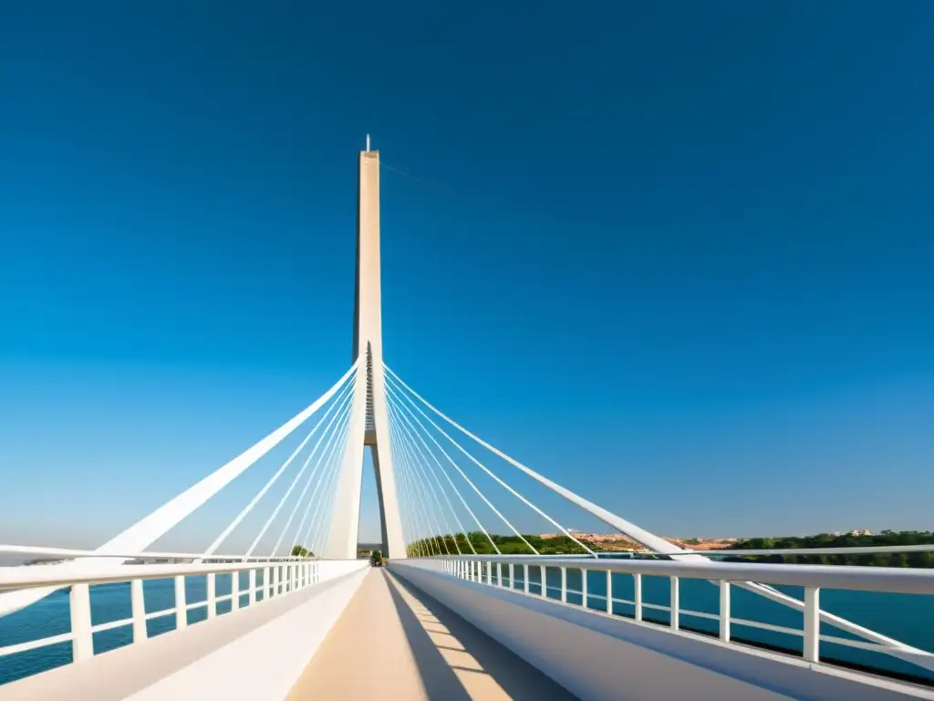 Imagen impactante de un puente atirantado, destacando su diseño innovador y elegante