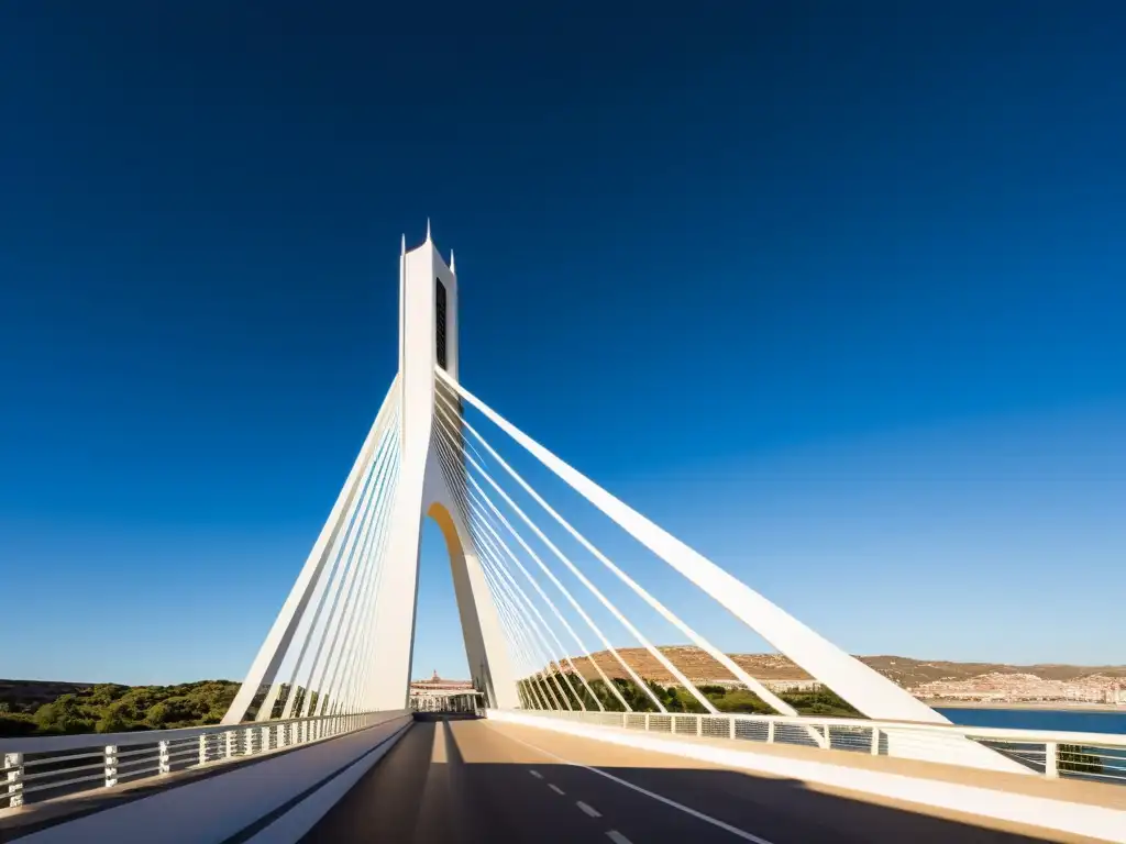 Imagen impactante del Puente del Alamillo, destacando su diseño arquitectónico de Calatrava y su entorno impresionante