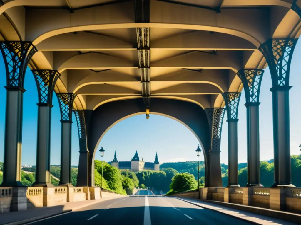 Imagen impactante del Puente Adolphe de Luxemburgo, símbolo de libertad, con reflejo en el río Alzette y cálido resplandor