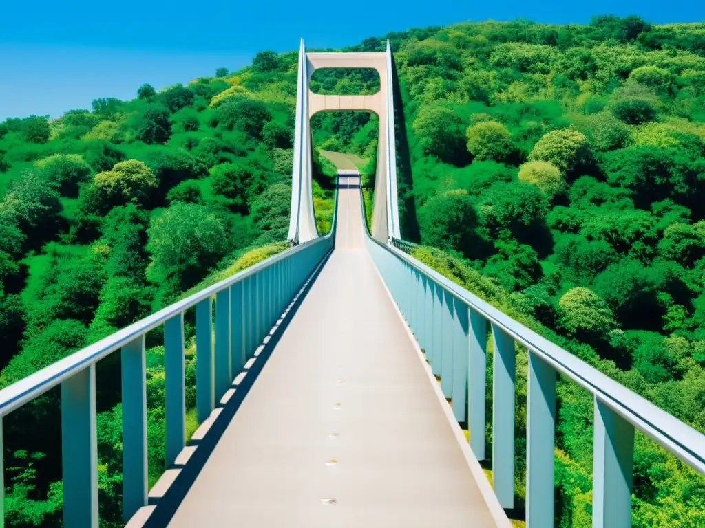 Imagen impactante de un puente moderno integrado en un exuberante paisaje natural