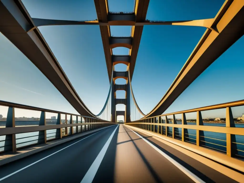 Imagen impactante de un puente moderno, inspirado en el legado de Leonardo da Vinci en el diseño de puentes