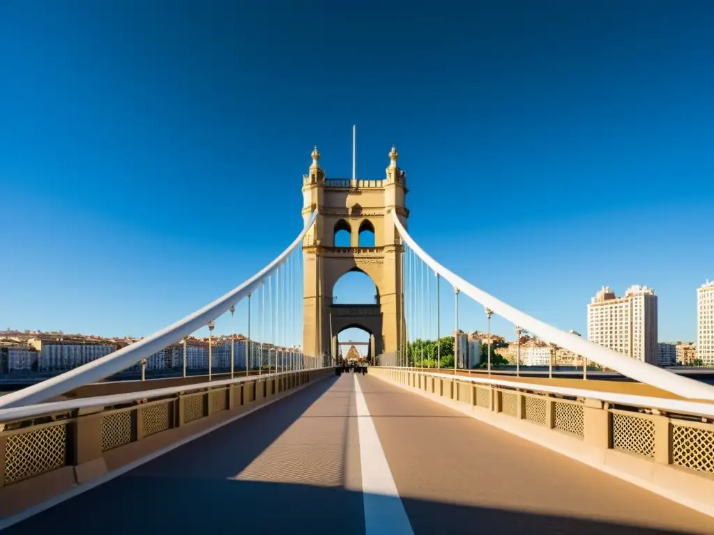 Imagen impactante del Puente de la Torre, resaltando su arquitectura histórica en contraste con el paisaje urbano moderno