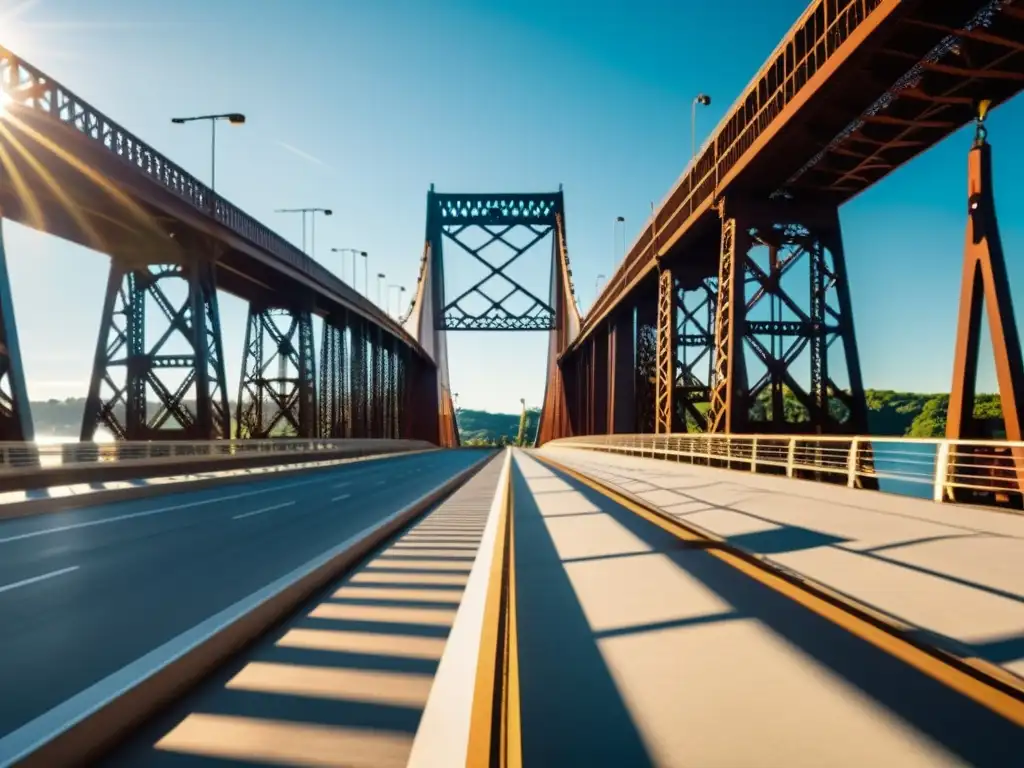 Imagen realista con Realidad Aumentada Puentes Famosos, mostrando su grandeza histórica y estructural bajo la luz del sol