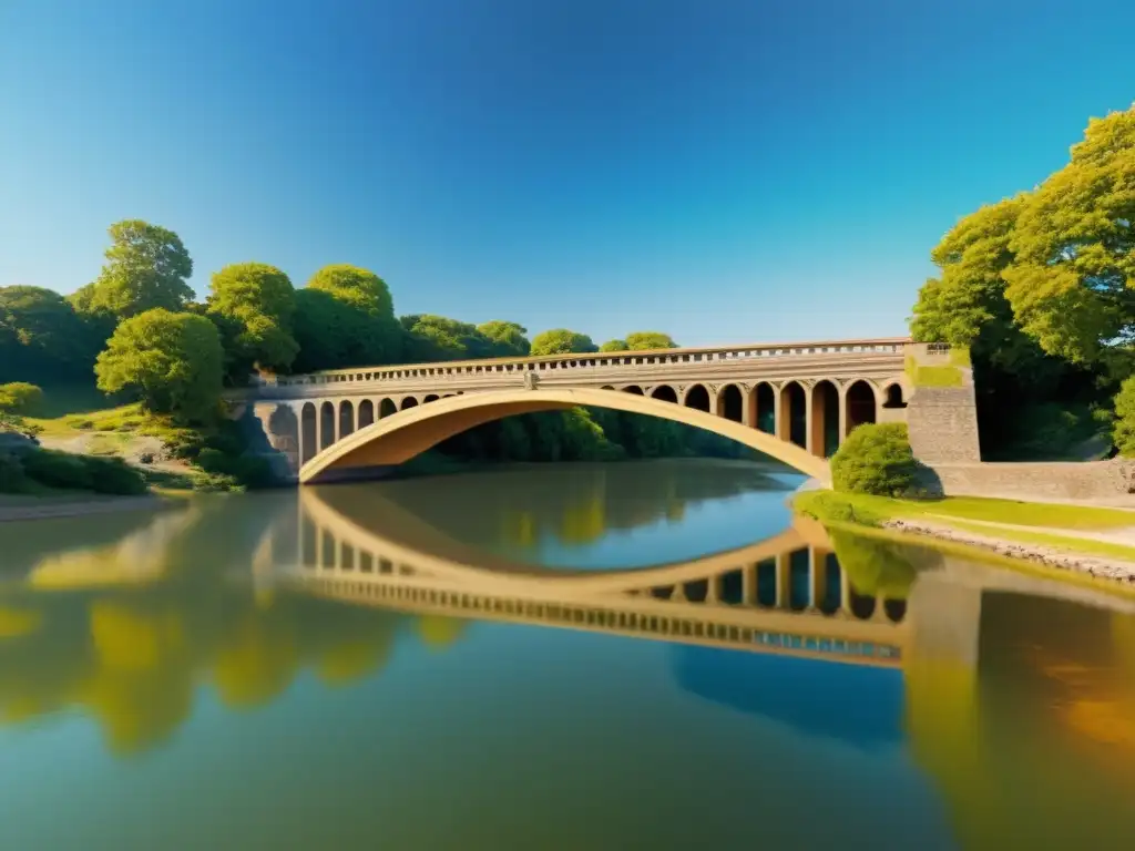 Una imagen de una reconstrucción de puente histórico usando realidad aumentada, resaltando la fusión del pasado y presente