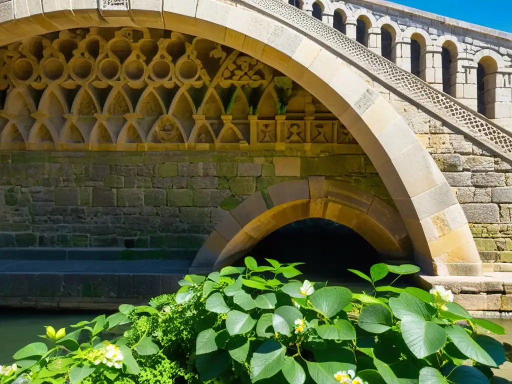 La imagen muestra la restauración del Puente de los Suspiros, con detalles de piedra y naturaleza que realzan su belleza histórica