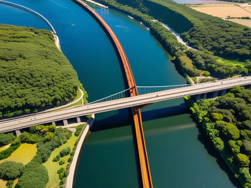 Imponente fotografía aérea del Puente de Pegasus, resaltando su fuerza y vulnerabilidad en la guerra