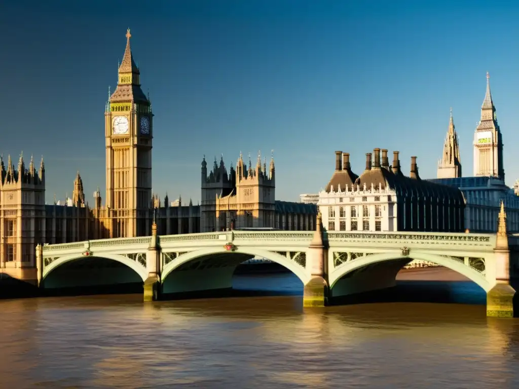 Imponente imagen documental del Puente de Westminster sobre el río Támesis, destacando su historia y detalles arquitectónicos