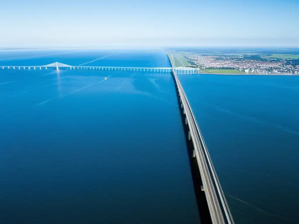 Puente de Oresund: Maravilla Arquitectónica El imponente Puente de Oresund se extiende sobre el agua, con sus elegantes pilones blancos y su amplia calzada