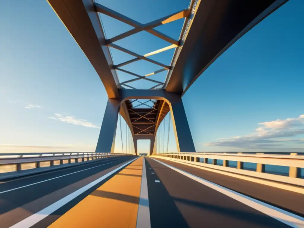 Imponente puente con avances tecnológicos en ingeniería de puentes, fusionando modernidad con arquitectura tradicional