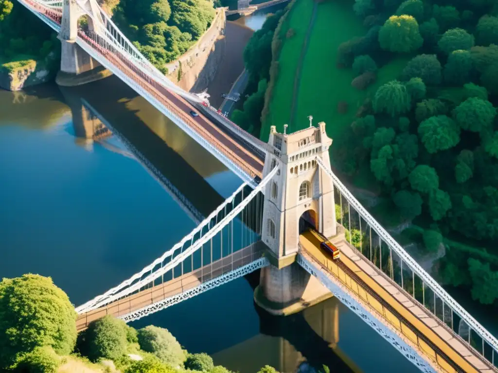 El imponente Puente de Clifton en Bristol se eleva sobre el desfiladero, bañado por la cálida luz del atardecer