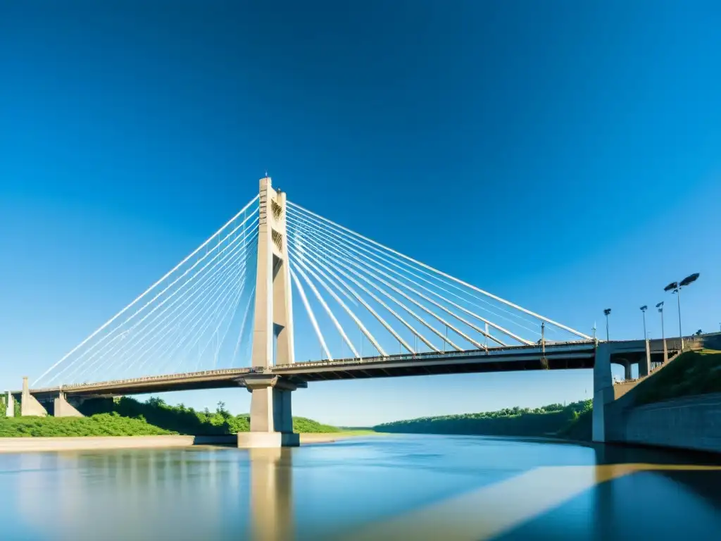 Imponente puente sobre río, simboliza conexión y separación