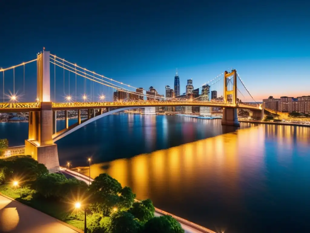 Impresionante diseño luminotécnico de puentes iluminados de noche en 8k