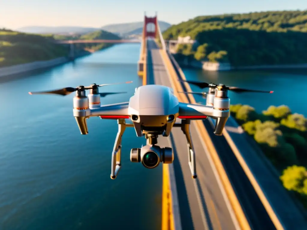 Un impresionante dron captura detalles de un puente icónico para fotogrametría con drones en puentes