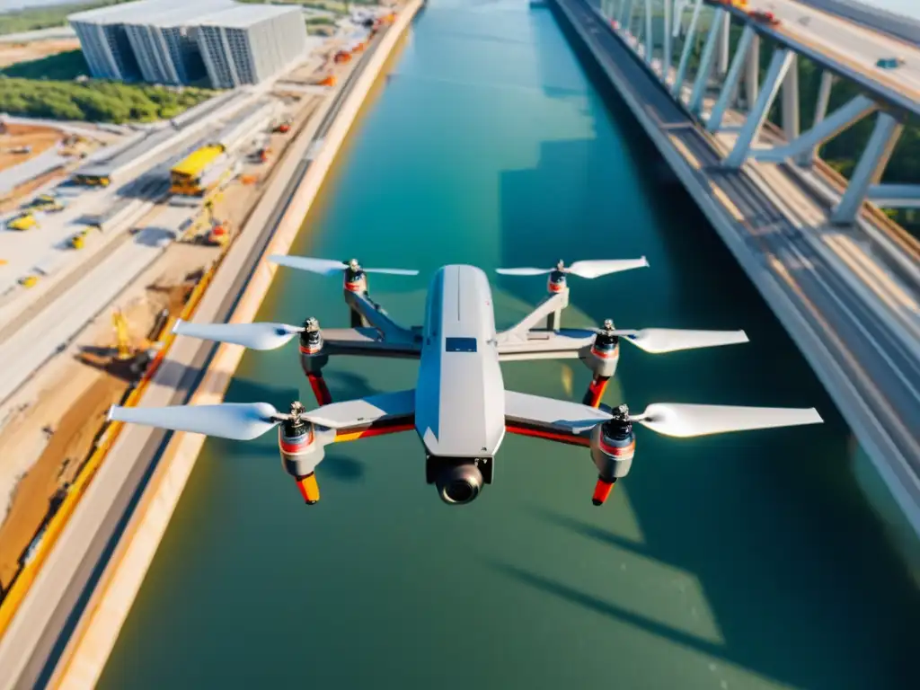 Un impresionante drone captura la innovación en ingeniería de puentes al sobrevolar una moderna construcción