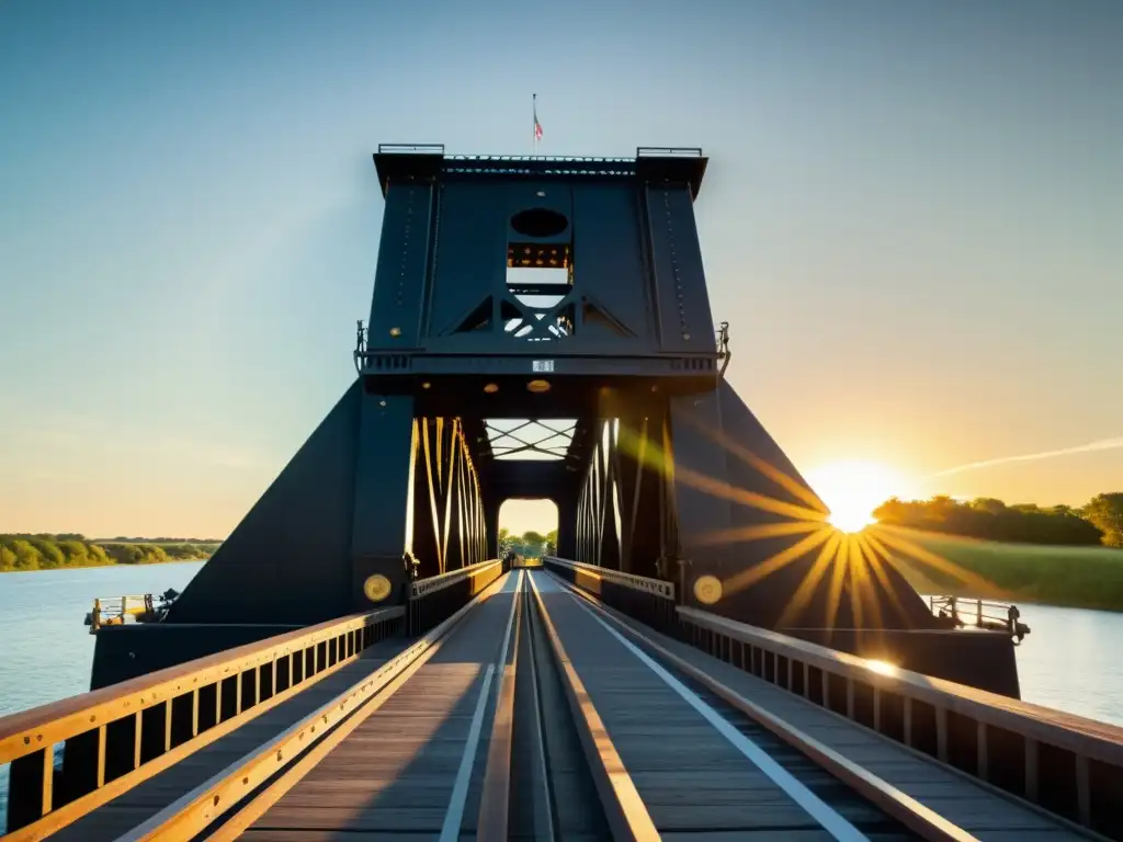 El impresionante funcionamiento de un puente levadizo histórico, con detalles de sus mecanismos y estructura de acero bajo la luz del sol