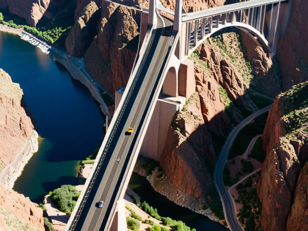 Una impresionante imagen de alta resolución del Puente Royal Gorge, resaltando sus detalles arquitectónicos y su majestuosidad