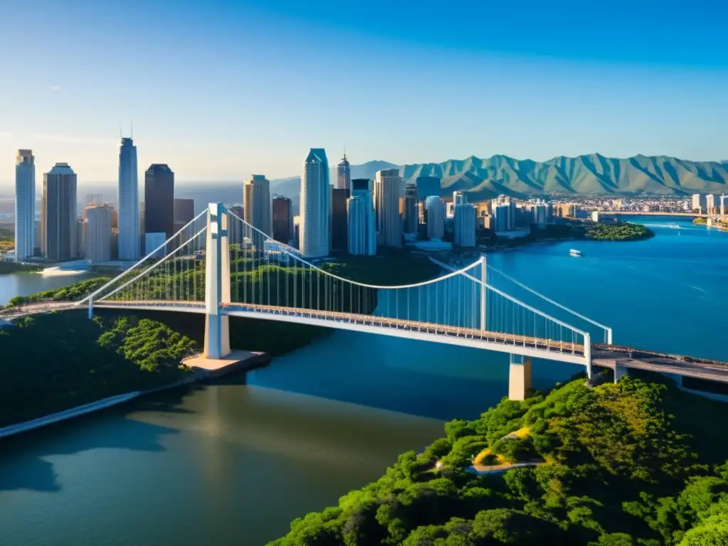 Una impresionante imagen documental en alta resolución del icónico Puente de las Américas, destacando su arquitectura y paisaje