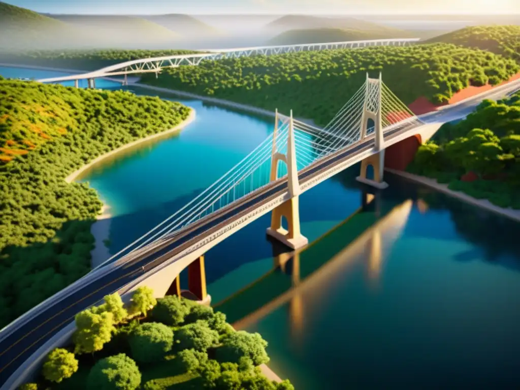 Impresionante modelado tridimensional puente de las Américas con detalles realistas y colores vibrantes