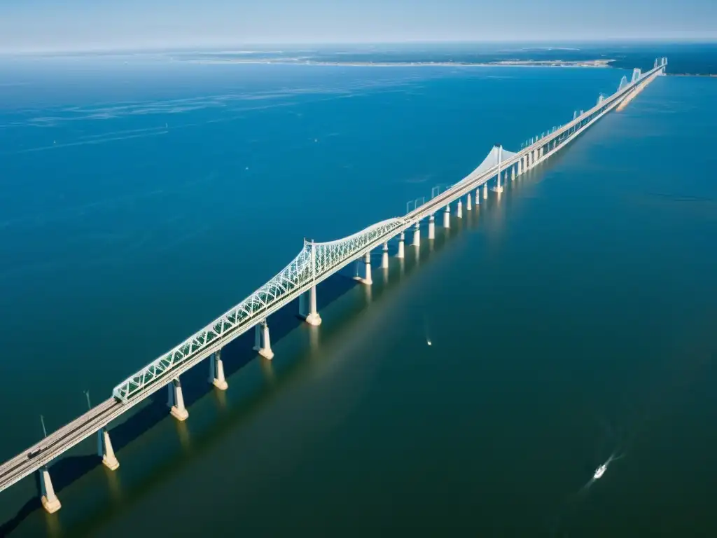 Impresionante panorámica del Puente Bahía Chesapeake, mostrando su imponente escala y conexión con el entorno natural