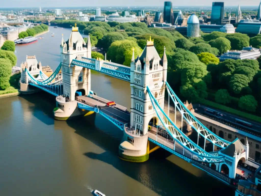 Un impresionante puente de Londres en 8k, destacando su arquitectura e impacto en el medio ambiente