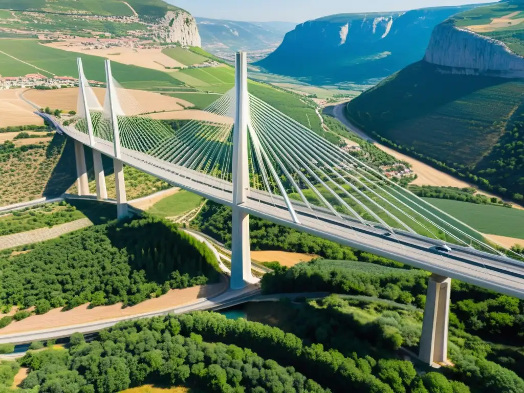 Un impresionante viaducto en Francia destaca por su diseño sostenible y elegante, con exuberante vegetación adornando sus pilares