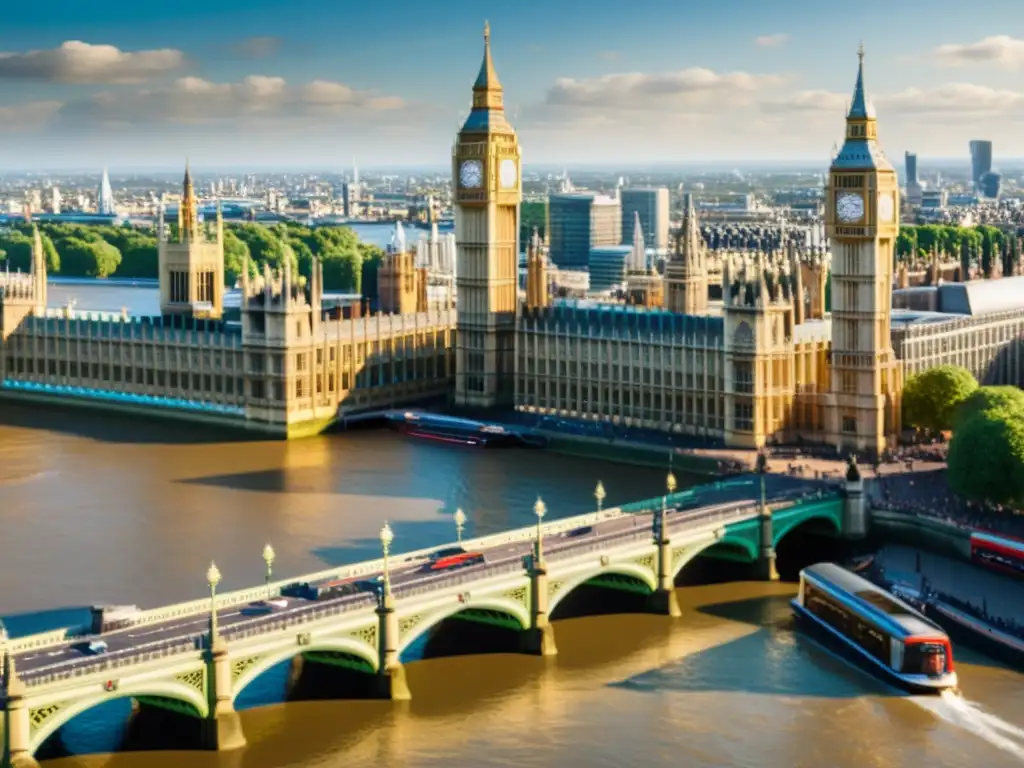 Una impresionante vista del Puente de Westminster, con su majestuosa arquitectura y la historia del Puente de Westminster de Londres